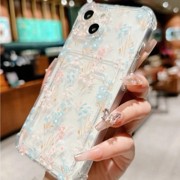 ⚠️Clearance🫧iPhone 13/Pro/Pro Max Cute Floral iPhone Case With Card Holder - Picture 1 of 5